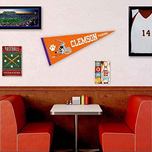 College Flags & Banners Co. Clemson Full Size Football Helmet Pennant - 757 Sports Collectibles
