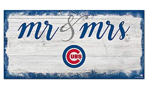 Fan Creations MLB Chicago Cubs Unisex Chicago Cubs Script Mr & Mrs Sign, Team Color, 6 x 12 - 757 Sports Collectibles