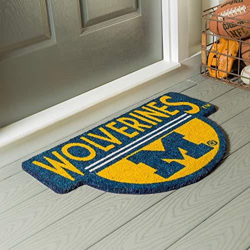 Team Sports America Officially Licensed NCAA Fan Gear University of Michigan, Shaped Coir Door Mat Floor Mat Sports Accessories and Gift for Home Office and Fan Cave - 757 Sports Collectibles