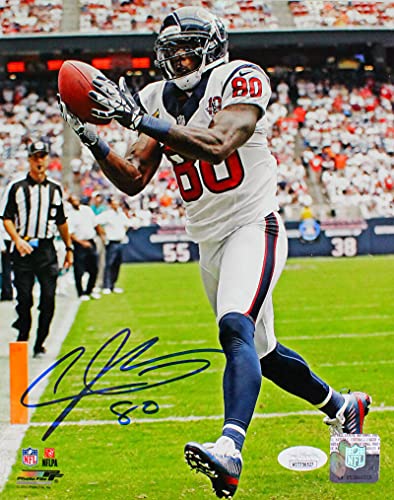 Andre Johnson Signed Houston Texans 8x10 White JSY Photo-JSA W Auth Blue - 757 Sports Collectibles
