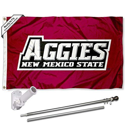New Mexico State University Polyester Flag and Pole Bracket Mount Bundle - 757 Sports Collectibles