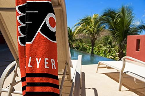 NORTHWEST NHL Philadelphia Flyers Beach Towel, 30" x 60", Stripes - 757 Sports Collectibles