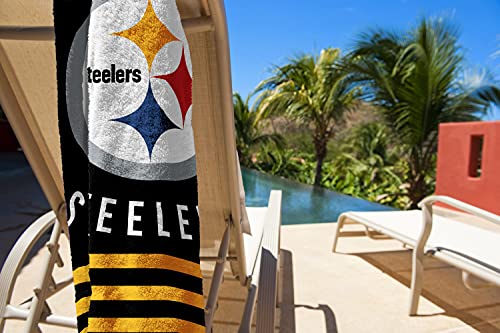The Northwest Company Northwest NFL Pittsburgh Steelers Stripes Beach Towel, 30" x 60" , Black - 757 Sports Collectibles