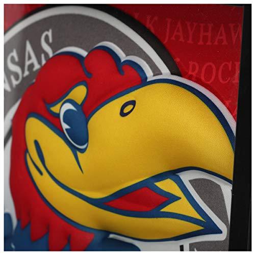 Open Road Brands University of Kansas KU Jayhawk Mascot MDF Wood and Glass Framed Wall Art - an Officially Licensed Product Great Addition to Add What You Love to Your Home/Garage Decor - 757 Sports Collectibles