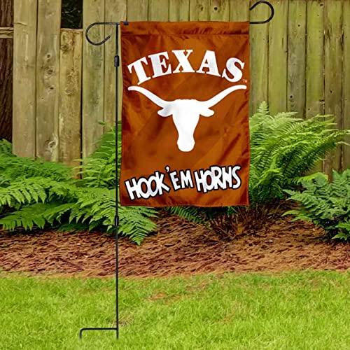 Texas UT Longhorns Hook'em Horns Garden Flag and Flag Stand Holder Flagpole Set - 757 Sports Collectibles