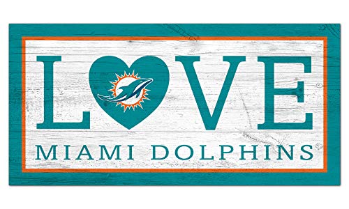 Fan Creations NFL Miami Dolphins Unisex Miami Dolphins Love Sign, Team Color, 6 x 12 - 757 Sports Collectibles