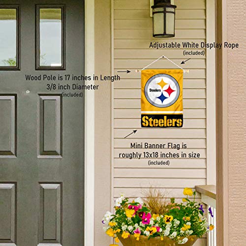 Pittsburgh Steelers Black and Gold Banner Window Wall Hanging Flag with Suction Cup - 757 Sports Collectibles