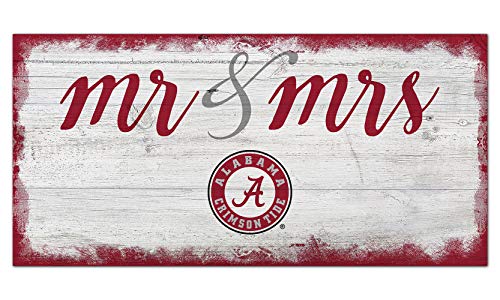 Fan Creations NCAA Alabama Crimson Tide Unisex University of Alabama Script Mr & Mrs Sign, Team Color, 6 x 12 - 757 Sports Collectibles