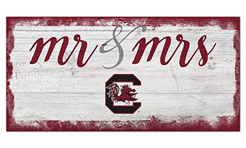 Fan Creations NCAA South Carolina Fighting Gamecocks Unisex University of South Carolina Script Mr & Mrs Sign, Team Color, 6 x 12 - 757 Sports Collectibles