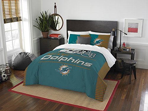 NORTHWEST NFL Miami Dolphins Comforter and Sham Set, Twin, Draft - 757 Sports Collectibles