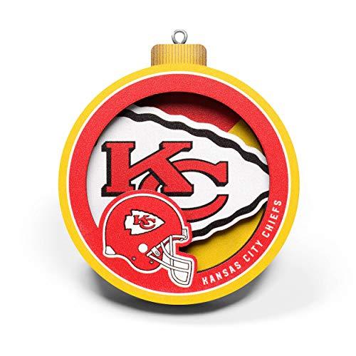 YouTheFan NFL Kansas City Chiefs 3D Logo Series Ornaments, team colors - 757 Sports Collectibles