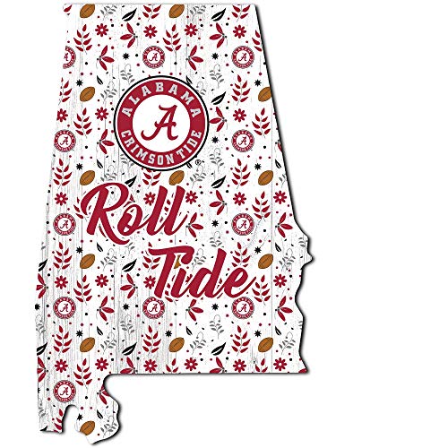 Fan Creations NCAA Alabama Crimson Tide Unisex University of Alabama Floral State Sign, Team Color, 12 inch - 757 Sports Collectibles