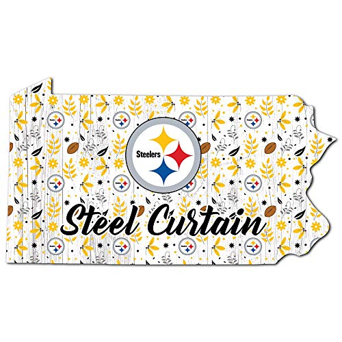 Fan Creations NFL Pittsburgh Steelers Unisex Pittsburgh Steelers Floral State Sign, Team Color, 12 inch - 757 Sports Collectibles