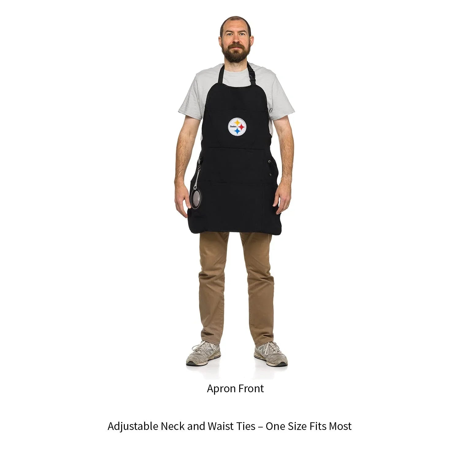 Team Sports America NFL Pittsburgh Steelers Ultimate Grilling Apron Durable Cotton with Beverage Opener and Multi Tool For Football Fans Fathers Day and More - 757 Sports Collectibles