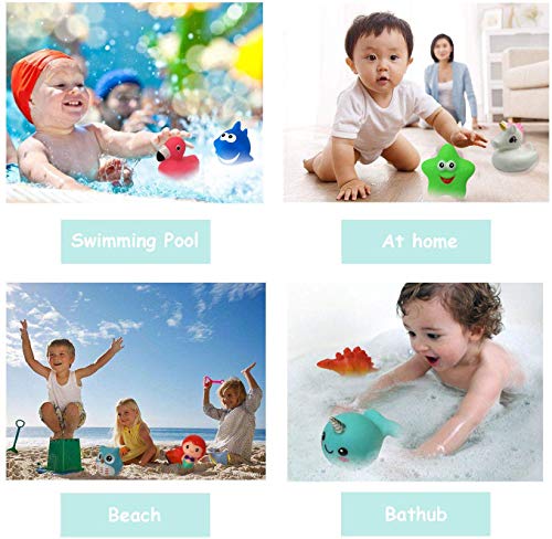 Jomyfant Bath Toys (8 Packs Rubber Animals Toys) Light Up Floating Rubber Toys Flashing Color Changing Light in Water Bathtub Shower Games Toys for Baby Kids Toddler Child - 757 Sports Collectibles