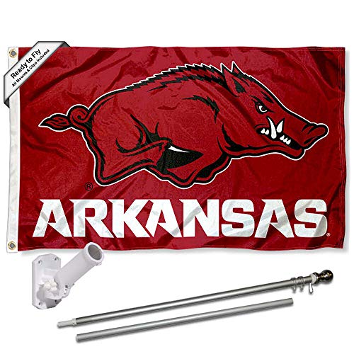 Arkansas Razorbacks Flag with Pole and Bracket Complete Set - 757 Sports Collectibles