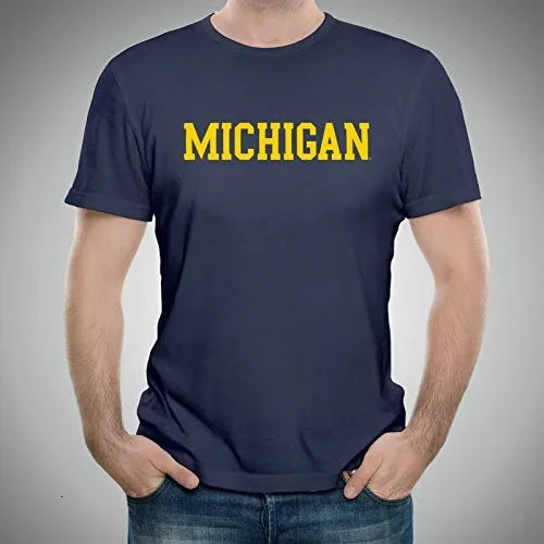 AS01 - Michigan Wolverines Basic Block T-Shirt - X-Large - Navy - 757 Sports Collectibles