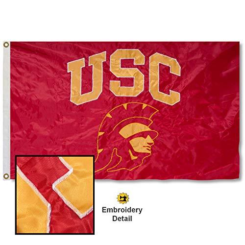 College Flags & Banners Co. USC Trojans Trojan Head Embroidered and Stitched Nylon Flag - 757 Sports Collectibles