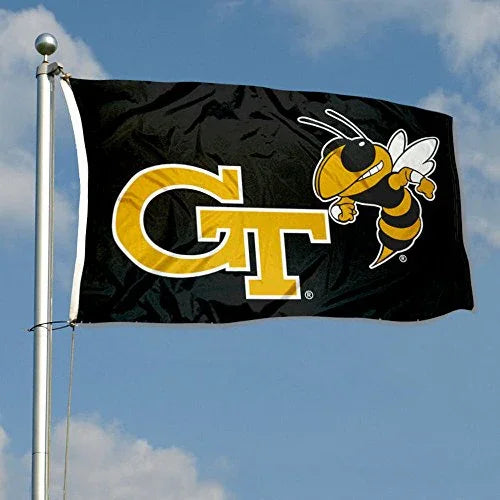 College Flags & Banners Co. Georgia Tech Yellow Jackets Black Flag - 757 Sports Collectibles