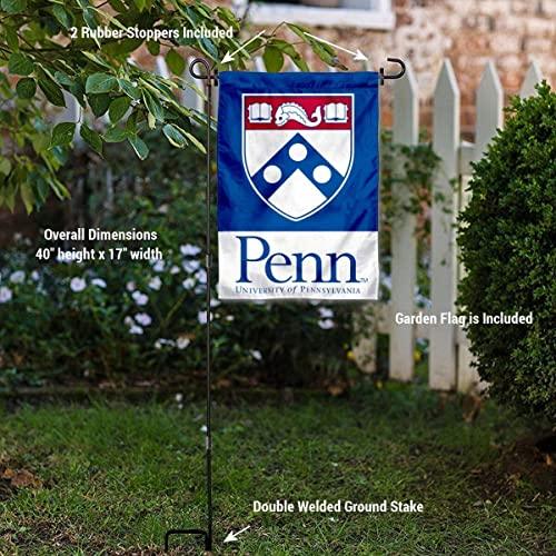 College Flags & Banners Co. Penn Quakers Shield Garden Flag and Flag Stand Pole Holder Set - 757 Sports Collectibles
