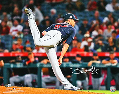 Shane Bieber Autographed Cleveland Indians 16X20 Pitching Side View- BA W Holo - 757 Sports Collectibles