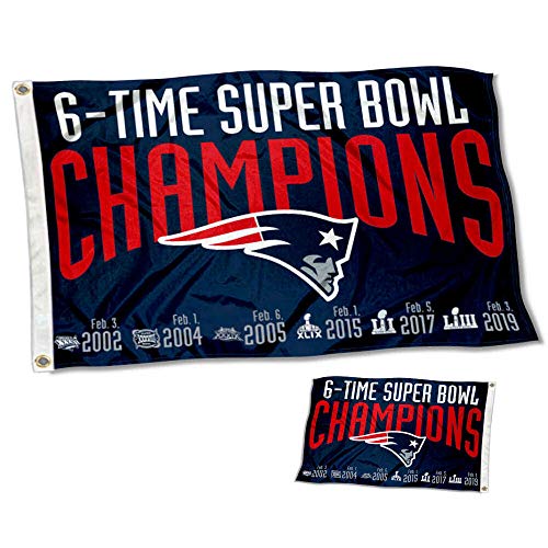 WinCraft New England Patriots Double Sided 6 Time Super Bowl Champions Flag - 757 Sports Collectibles