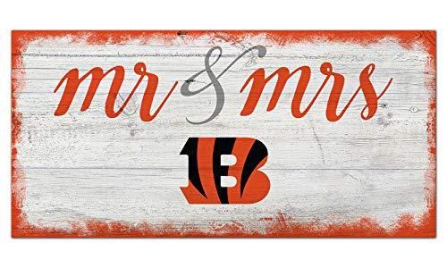 Fan Creations NFL Cincinnati Bengals Unisex Cincinnati Bengals Script Mr & Mrs Sign, Team Color, 6 x 12 - 757 Sports Collectibles