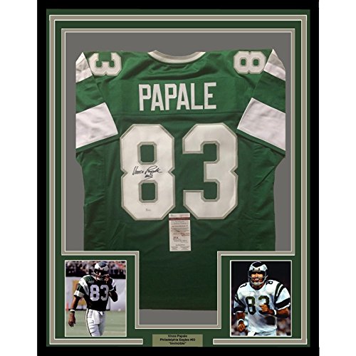 Framed Autographed/Signed Vince Papale 33x42 Philadelphia Eagles Green Football Jersey JSA COA