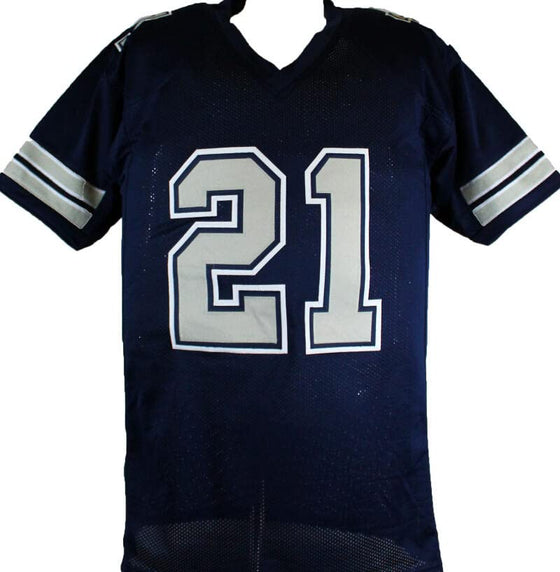 Deion Sanders Autographed Blue/Grey Pro Style Jersey-Beckett W Hologram Black - 757 Sports Collectibles