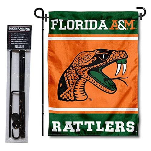 College Flags & Banners Co. Florida A&M Rattlers Garden Flag and Flag Stand Pole Holder Set - 757 Sports Collectibles