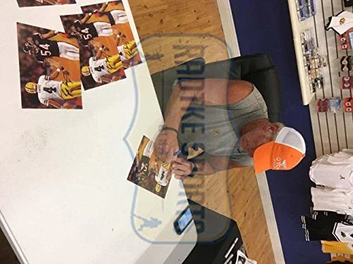 Brett Favre Autographed/Signed Green Bay Packers 8x10 NFL Photo - Black Ink With Urlacher - 757 Sports Collectibles