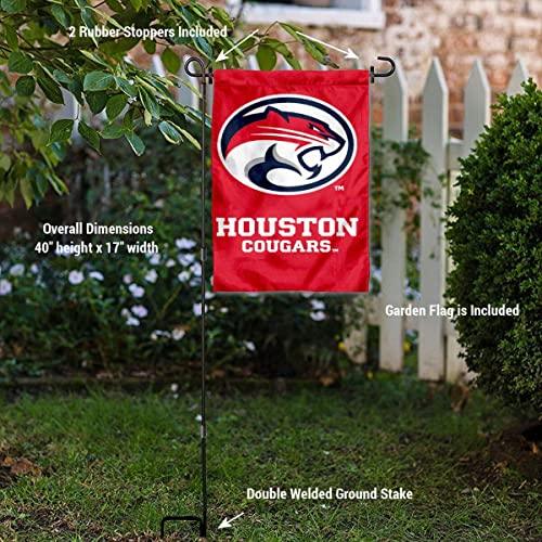 College Flags & Banners Co. Houston Cougars Double Sided Yard Flag and Flag Stand Pole Holder Set - 757 Sports Collectibles