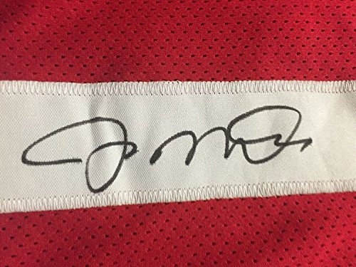Framed Autographed/Signed Joe Montana 33x42 San Francisco 49ers Red Football Jersey JSA COA - 757 Sports Collectibles