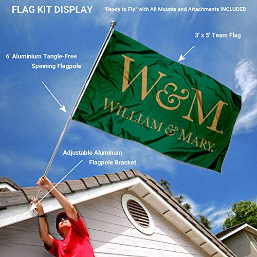 William & Mary Tribe Flag with Pole and Bracket Holder University Set - 757 Sports Collectibles