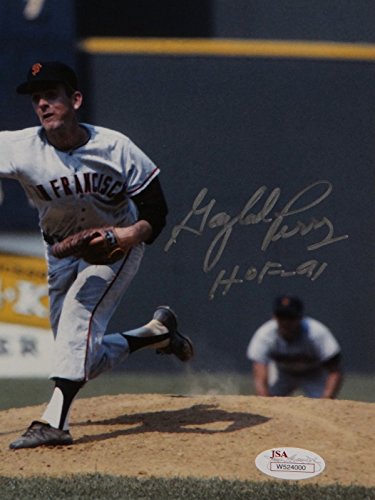 Gaylord Perry HOF Autographed 8x10 Giants Pitching Photo- JSA W Authenticated - 757 Sports Collectibles
