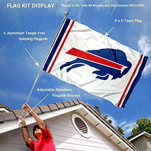 WinCraft Buffalo Bills White Flag Pole and Bracket Mount Kit - 757 Sports Collectibles