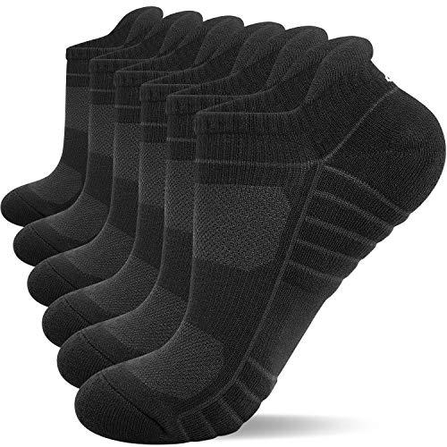 Lapulas Athletic Ankle Socks, Low Cut Cushioned Running Tab Sports Socks for Men and Women 6Pairs (Black, S) - 757 Sports Collectibles