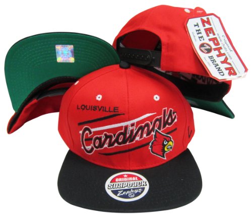 Louisville Cardinals Diagonal Script Red/Black Two Tone Plastic Snapback Adjustable Plastic Snap Back Hat / Cap