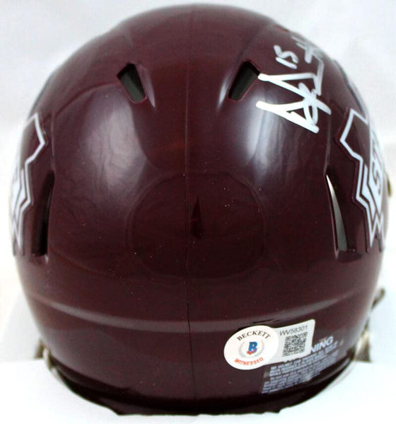 Dak Prescott Autographed Mississippi State Speed Mini Front Helmet-Beckett W Hologram Silver - 757 Sports Collectibles