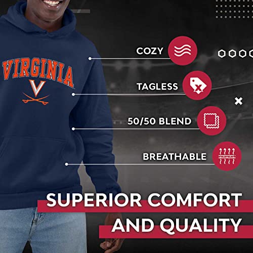 Campus Colors Adult Arch & Logo Soft Style Gameday Hooded Sweatshirt (Virginia Cavaliers - Blue, X-Large) - 757 Sports Collectibles