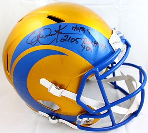 Eric Dickerson Autographed Los Angeles Rams Flash Speed F/S Helmet w/2 Insc.-Beckett W Hologram Black - 757 Sports Collectibles