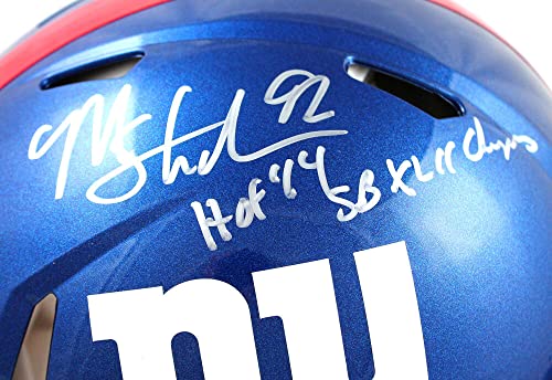 Michael Strahan Signed NY Giants F/S Speed Authentic Helmet w/HOF SB Champs-Beckett W Hologram Silver - 757 Sports Collectibles