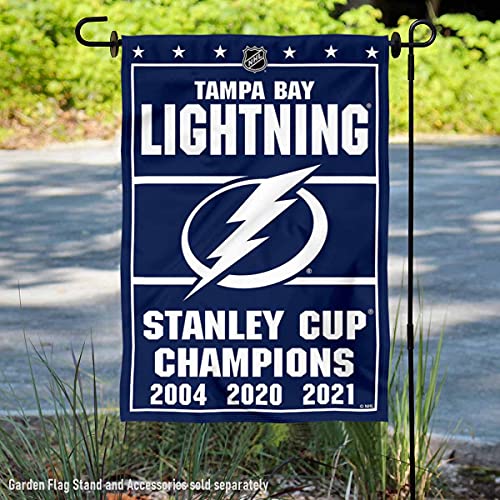 WinCraft Tampa Bay Lightning 2021 and 3 Time Cup Champions Double Sided Garden Flag - 757 Sports Collectibles