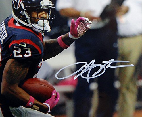 Arian Foster Autographed Texans 16x20 Running w/ Pink Gloves Photo- JSA W Auth - 757 Sports Collectibles