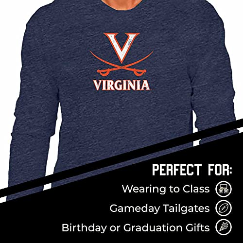 Campus Colors NCAA MVP Adult Long-Sleeve Shirt - Cotton & Polyester - Durable and Lightweight - Stylish Comfort for Game Days (Virginia Cavaliers - Blue, Medium) - 757 Sports Collectibles