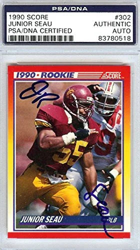 Junior Seau Autographed 1990 Score Rookie Card #302 PSA/DNA #83780518