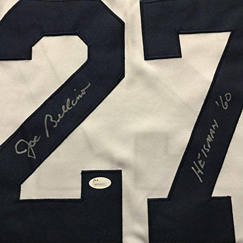 Autographed/Signed Joe Bellino"Heisman 60" Navy White Football Jersey JSA COA - 757 Sports Collectibles