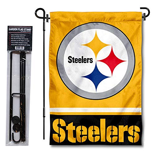 WinCraft Pittsburgh Steelers Gold Garden Flag with Stand Holder - 757 Sports Collectibles