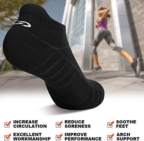 Lapulas Athletic Ankle Socks, Low Cut Cushioned Running Tab Sports Socks for Men and Women 6Pairs (Black, S) - 757 Sports Collectibles