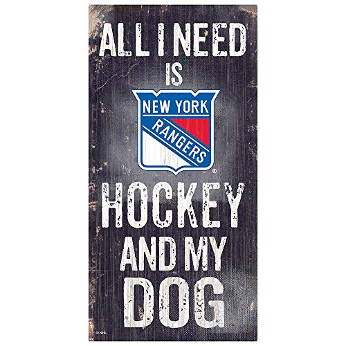 NHL New York Rangers Unisex New York Rangers Hockey and My Dog Sign, Team Color, 6 x 12 - 757 Sports Collectibles